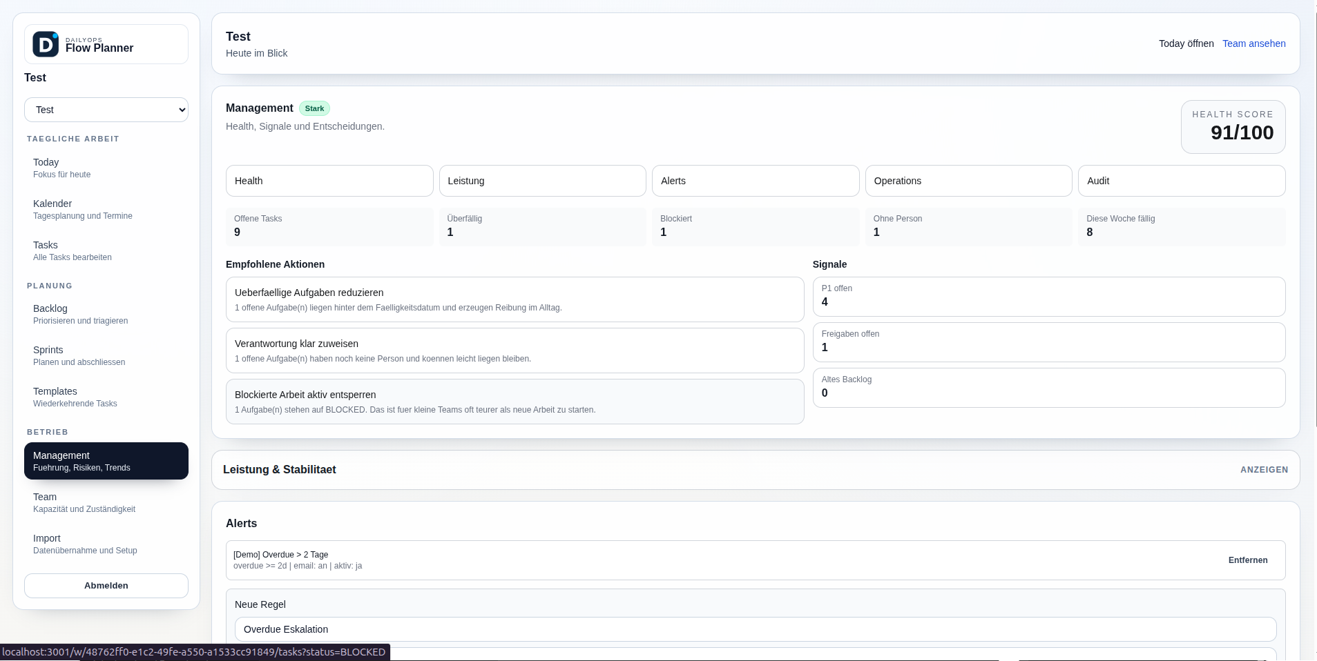 DailyOps Management Dashboard